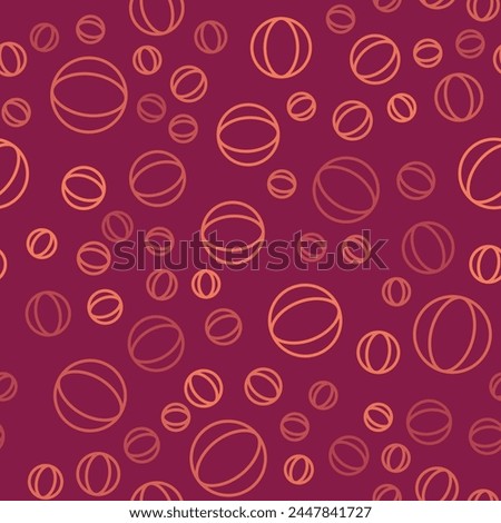 Brown line Beach ball icon isolated seamless pattern on red background.  Vector Illustration