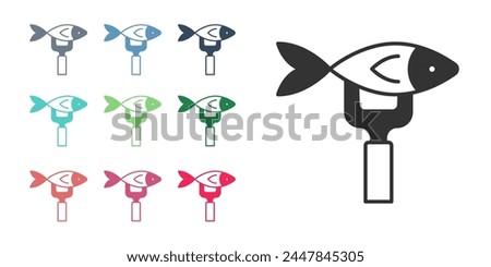 Black Dried fish icon isolated on white background. Set icons colorful. Vector