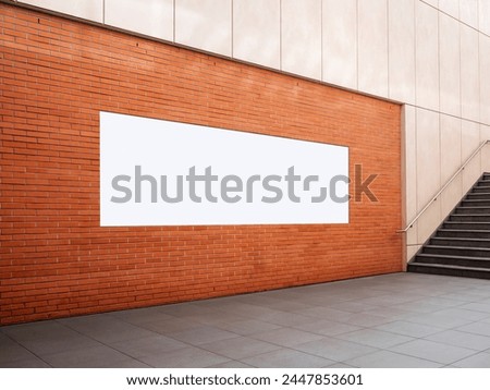 Billboard Banner signage mock up Media display on brick wall with stairs