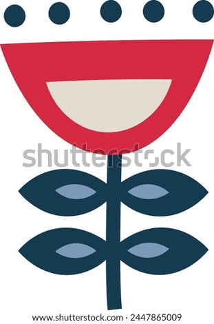 Scandinavian Folk Style Flower Vector Illustration