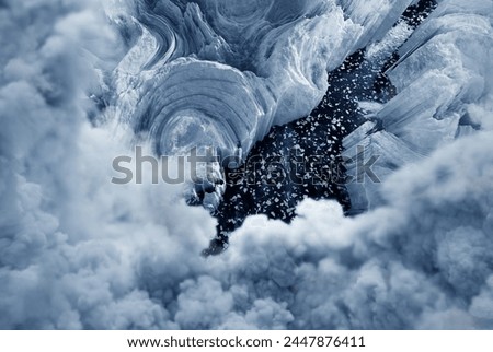 Ice planet and clouds, 3D illustration