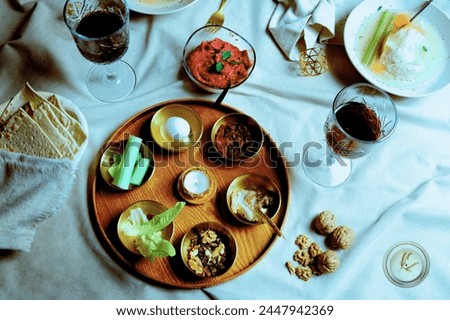 Passover image on  blue background