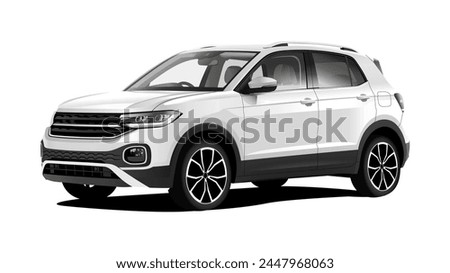Realistic vector white car SUV isolated  in transparent background