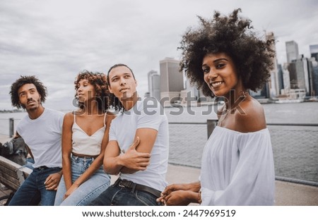 Group of friends spending time togeher in New york city