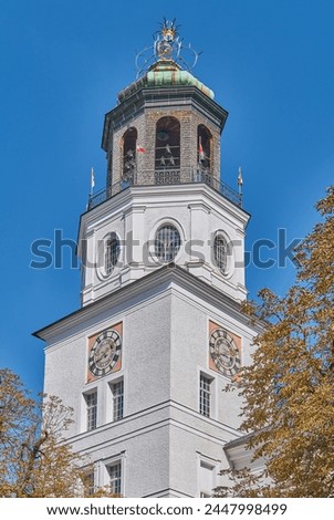 Salzburg, Austria, the Carillon tower in Residence square Royalty-Free Stock Photo #2447998499