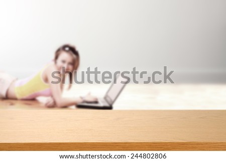 girl with computer and desk 