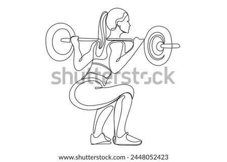 Line Art Sport Woman. Training Woman Silhouette Outline Vector Illustration. One Continuous Line Drawn. Healthy Lifestyle Trendy Theme. 