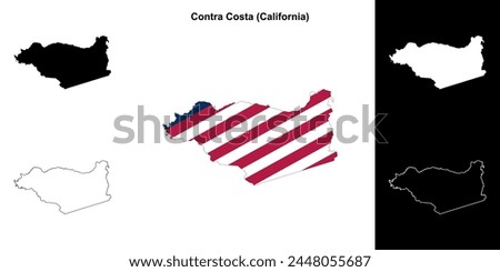 Contra Costa County (California) outline map set Royalty-Free Stock Photo #2448055687