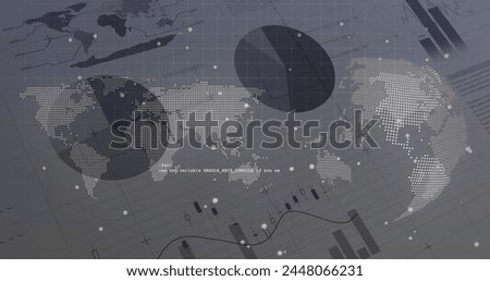 Image of data processing over white background. global business and digital interface concept digitally generated image.