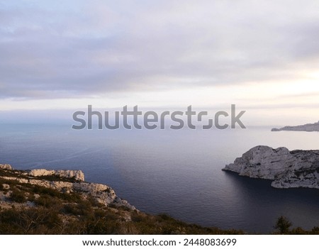 French Calanques in the village of Sormiou in sunset