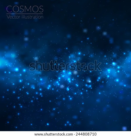 Vector cosmos illustration with stars and galaxy. Space starry background with deep blue dark colors, galaxy, nebula clouds on it. Space galaxy vector background. Constellation abstract background Royalty-Free Stock Photo #244808710