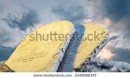 The tablets with the Ten Commandments of the Bible Royalty-Free Stock Photo #2448088349