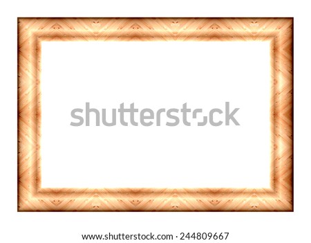 Wooden rectangular frame for paintings isolated on white background