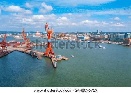 Cranes at the port of Göteborg in Sweden.