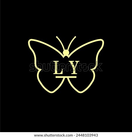 LY Initials Luxury Butterfly logo Vector illustration