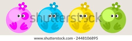 Cute funny contemporary characters with face emotions and various geometric colorful shapes. Hand drawn abstract trendy cartoon illustration for poster, logo, print, sticker and toys.