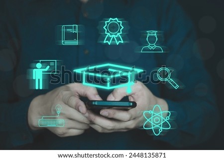 Educational technology concept, online connection of educational information.