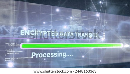 Image of data processing over clouds. global social media, connections and digital interface concept digitally generated image.