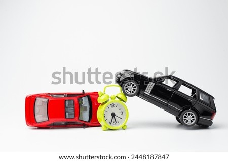 Car and alarm clock Car loan, Finance, saving money, insurance and leasing time concepts.