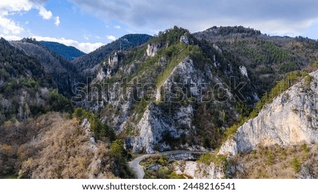 Aerial shot in Rhodope mountain with nice colors