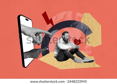 Composite collage picture image of fingers point attack cyber bullying violence problem concept fantasy billboard comics zine minimal Royalty-Free Stock Photo #2448233945