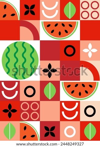 Abstract geometric fruit pattern. Shapes of natural organic flower plants, eco-agriculture citrus. Vector minimal illustration