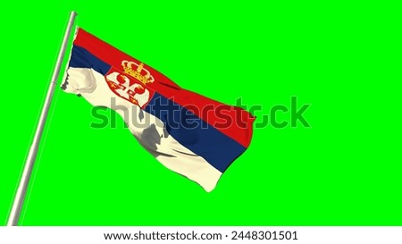 Waving glorious flag of Serbia on chroma key screen, isolated - object 3D illustration
