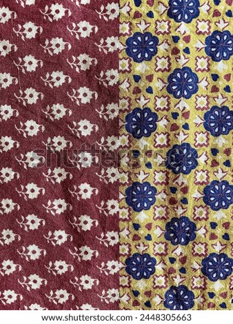 Colorful bohemian pattern on a cotton fabric Royalty-Free Stock Photo #2448305663