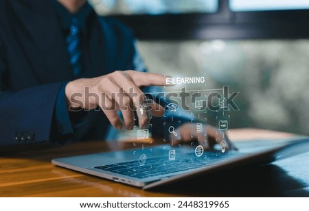 course education, e-learning on a laptop. concept lesson learning e-book, training digital online, library on the internet website, webinar technology, learning icon