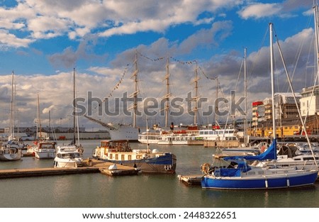 Gota alv river with Barken Viking, ships and boat in Gothenburg, Sweden. Royalty-Free Stock Photo #2448322651