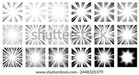Set of concentrated lines of black cartoon style effect lines Royalty-Free Stock Photo #2448325379