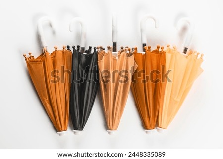 Set of umbrellas from rain and precipitation. Weather protection