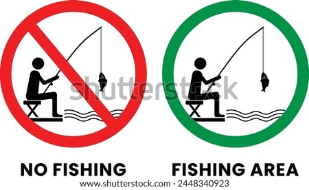 no fishing and fishing area sign