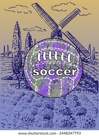 Soccer ball in vintage style. Creative concept for football season championship idea. Vector illustration.