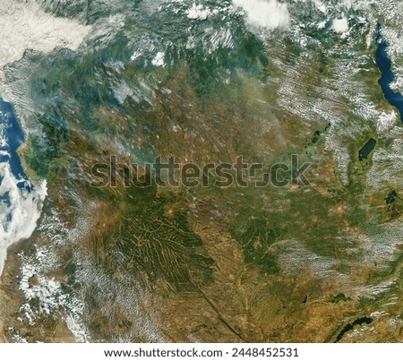 Fires in Central Africa. Fires in Central Africa. Elements of this image furnished by NASA. Royalty-Free Stock Photo #2448452531