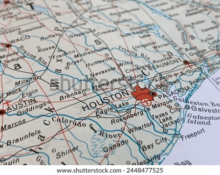 Map of Houston, Texas, USA, world tourism, travel destination, world politics, trade and economy