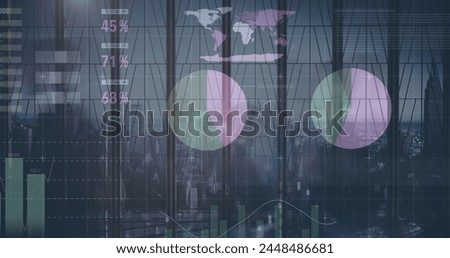 Image of financial data processing over business people walking. global business, finances and digital interface concept digitally generated image.