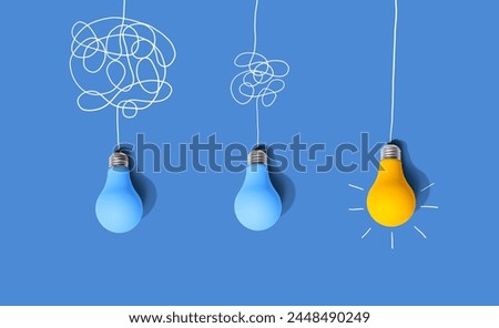 Clarifying complex ideas through the glow of lightbulbs - Flat lay Royalty-Free Stock Photo #2448490249