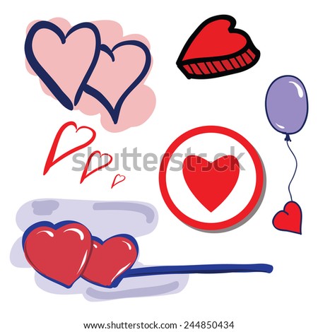 Heart set. Hand drawn vector illustration.