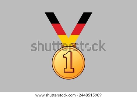 Germany medal with flag, German national symbol, Germany country flag is a symbol of freedom, Vector illustration, Digital illustration
