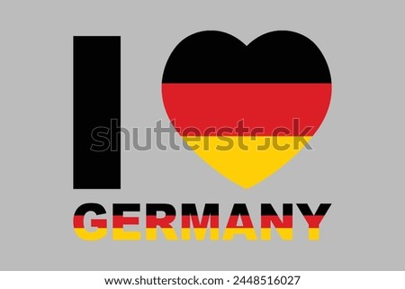I love Germany Word with heart shape, Germany flag vector graphic, National Germany flag, Vector illustration, Computer illustration
