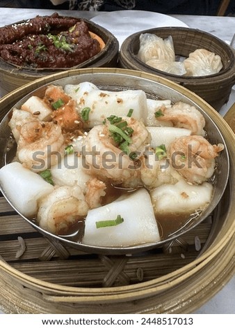 a picture of various dimsum on the dining table