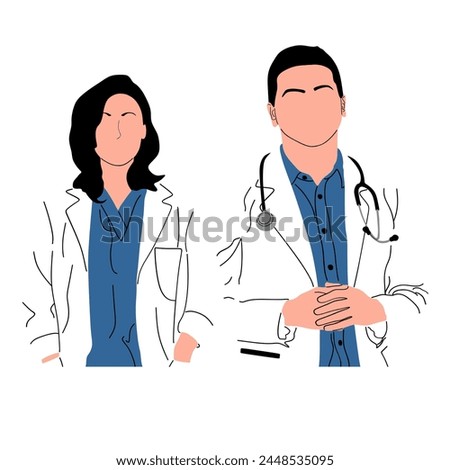 male and female doctor nurse illustration