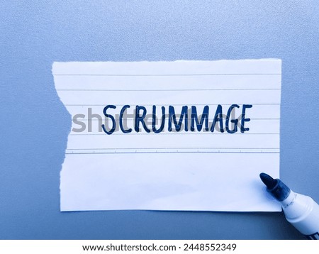 Scrummage writting on table background.