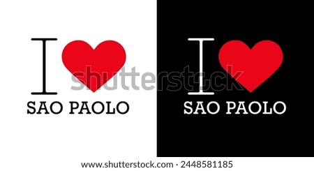 Set Black Red White I Heart Love ♥ São Sao Paulo Brazil Vector EPS PNG Clip Art No Transparent Background