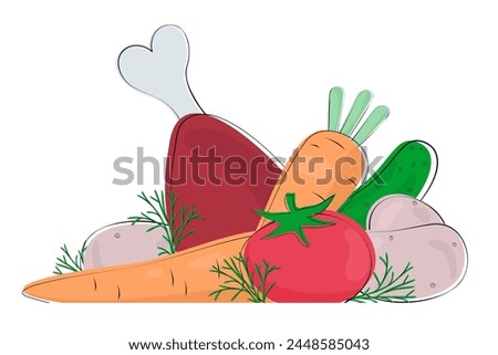 vector clip art of doodle colorful food elements