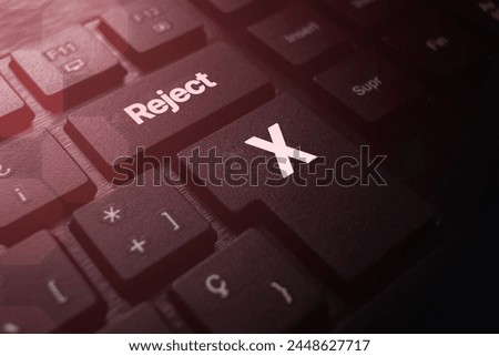 Cross mark on keyboard to cancel project or task. Royalty-Free Stock Photo #2448627717