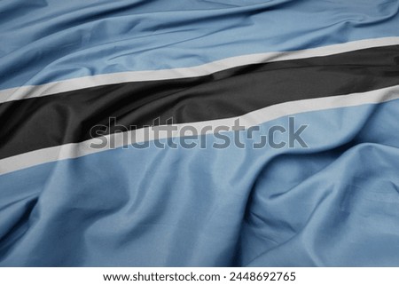 waving colorful national flag of botswana. macro shot