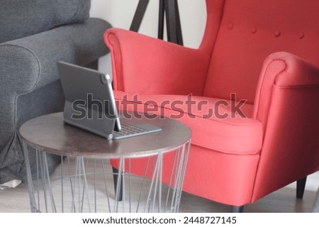 red cheir in living room interior . 