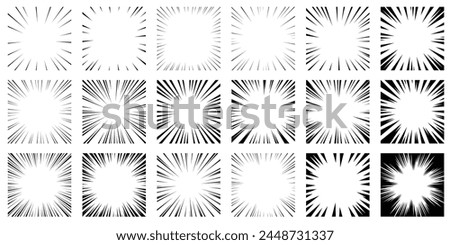 Set of concentrated lines of black cartoon style effect lines Royalty-Free Stock Photo #2448731337